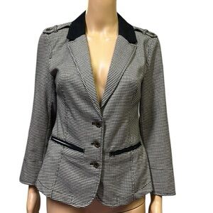 Volcom Vintage Black White Houndstooth Double Pocket 3 Button Blazer Size 10